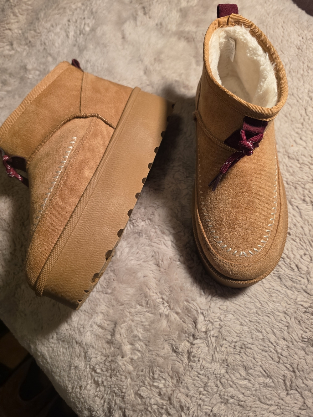 Mudd Chestnut Brown Faux-Shearling Lined Slip-On Shoe Women's 7.5